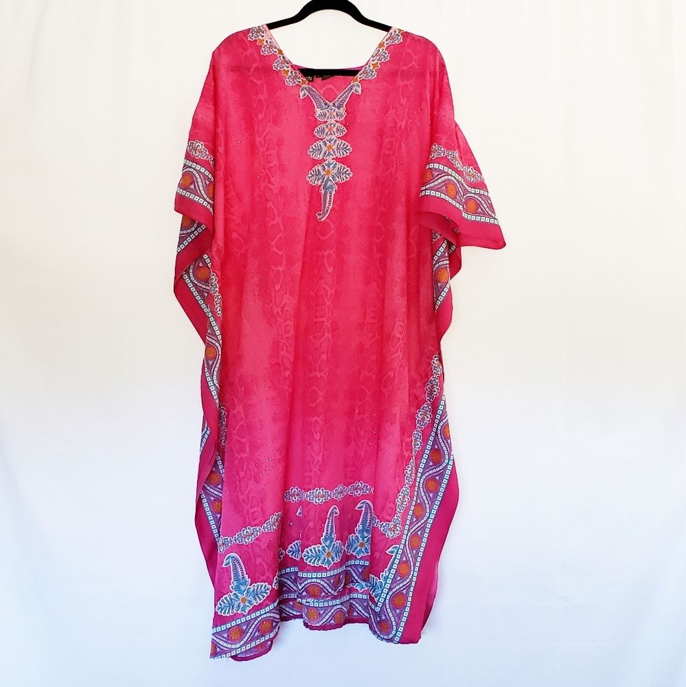 JASKO INDIA KUSHI Long Pink Blue Kimono One Size